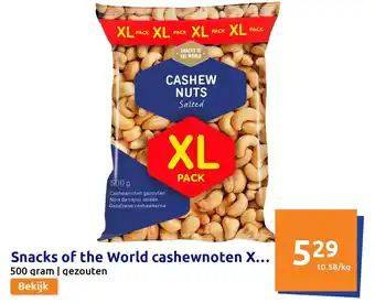 Action Snacks of the World cashewnoten XL-pack aanbieding