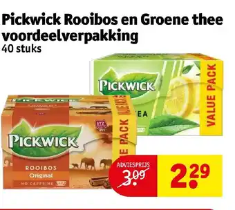 Kruidvat Pickwick Rooibos en Groene thee voordeelverpakking 40 stuks aanbieding