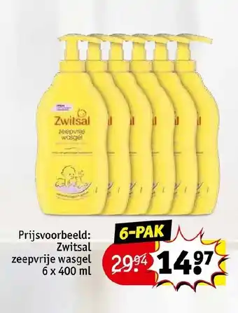 Kruidvat Zwitsal zeeprvrije wasgel 6x400 ml aanbieding