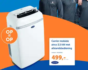 Warmteservice Carrier mobiele airco 3,5 kW met afstandsbediening aanbieding