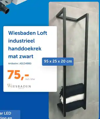 Warmteservice Wiesbaden Loft industrieel handdoekrek mat zwart aanbieding