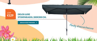 Van der Garde tuinmeubelen Delos Luxe Stokparasol 200x300 cm aanbieding