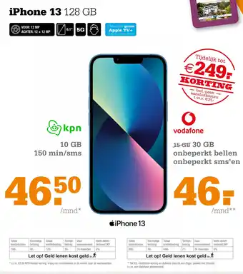 Telecombinatie iPhone 13 128 GB aanbieding