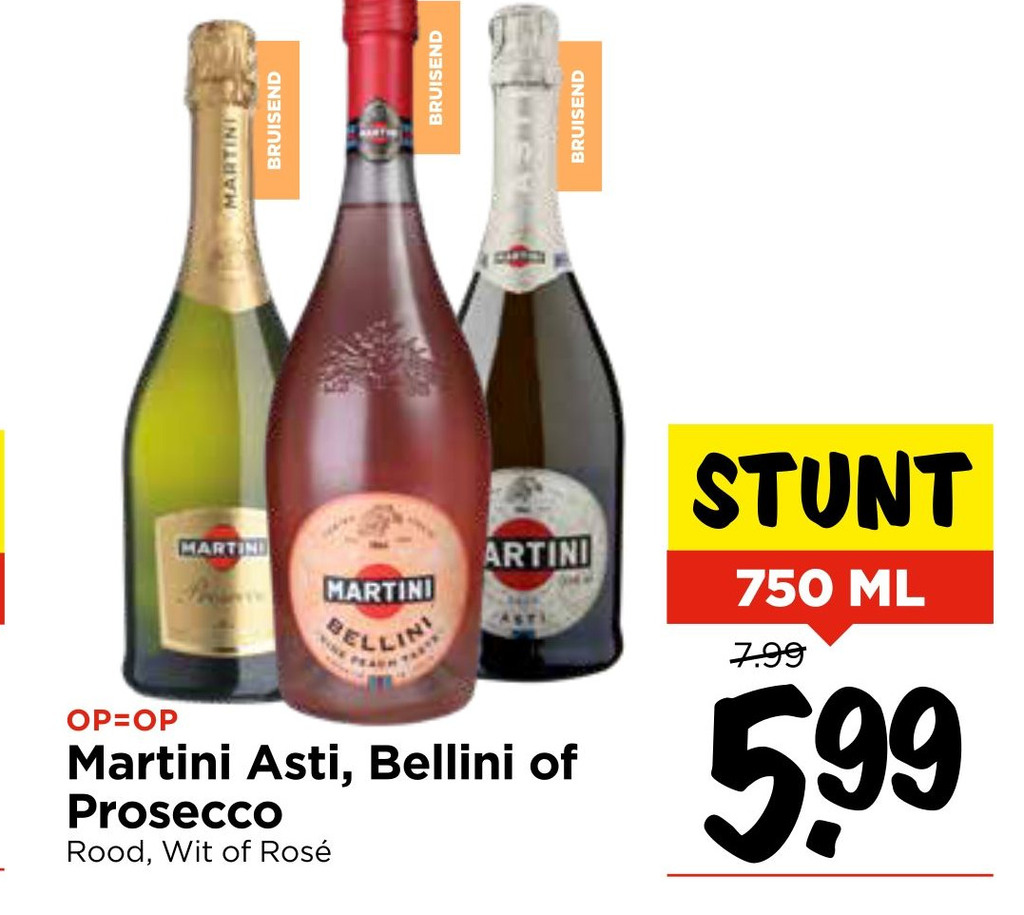 Martini Asti, Bellini of Prosecco aanbieding bij Vomar Voordeelmarkt