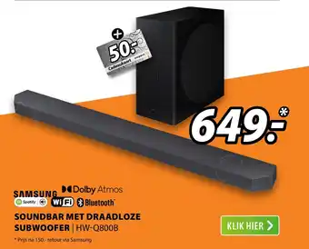 Expert Samsung Soundbar Met Draadloze Subwoofer HW-Q800B aanbieding