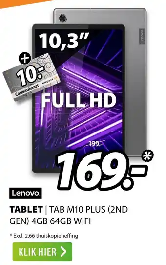 Expert Lenovo Tablet Tab M10 Plus (2nd Gen) 4GB 64GB Wifi 10,3" aanbieding