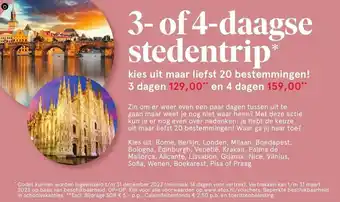 Etos 3- of 4-daagse stedentrip aanbieding