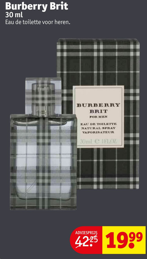 Kruidvat Burberry Brit 30 ml Eau de toilette voor heren. aanbieding