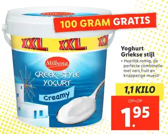 Lidl Yoghurt Griekse stijl aanbieding