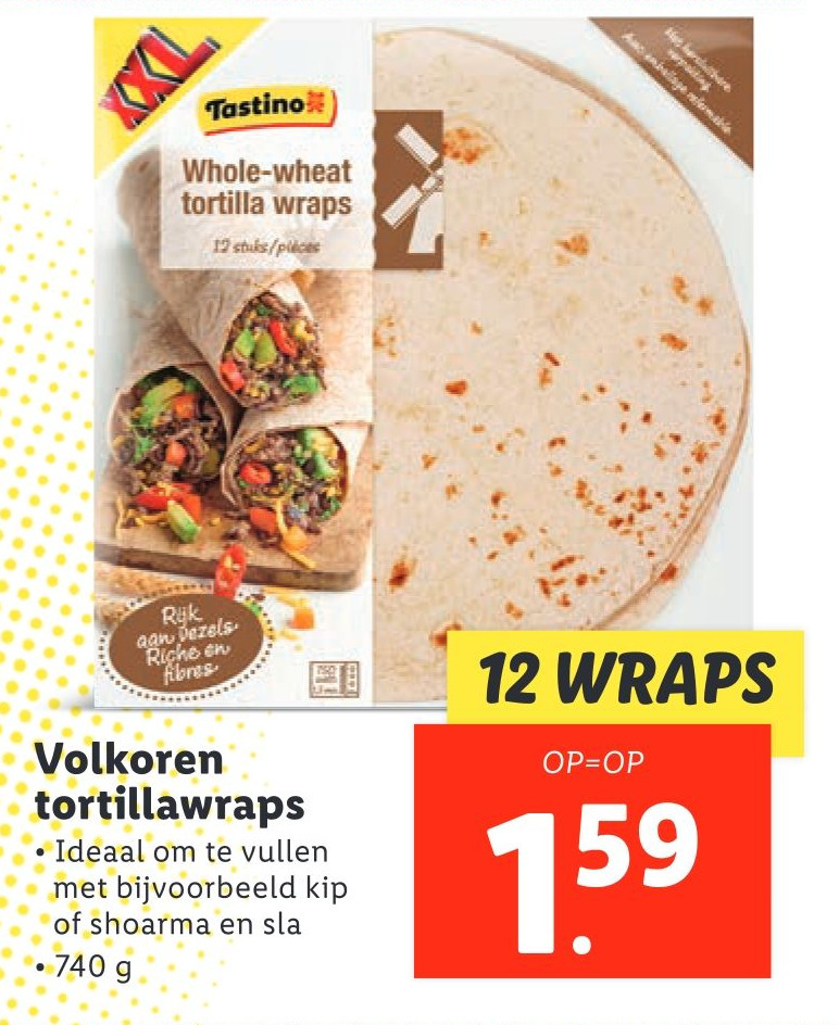 Volkoren tortillawraps aanbieding bij Lidl