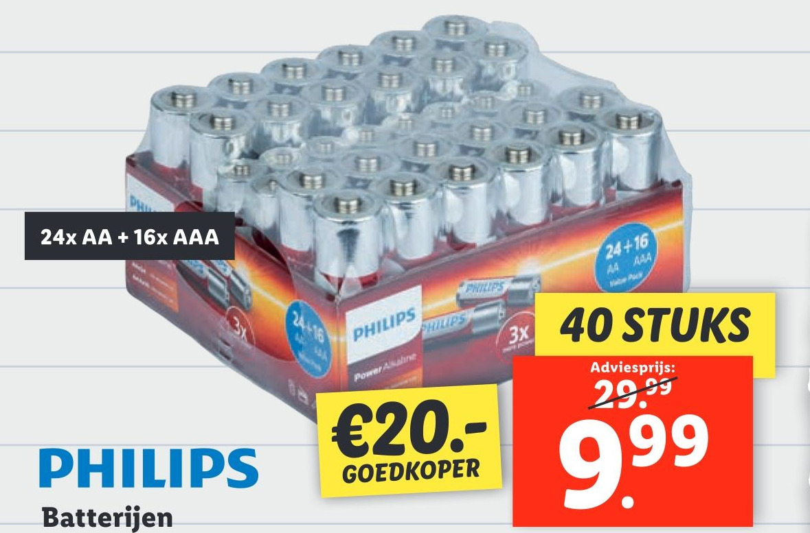 PHILIPS Batterijen aanbieding bij Lidl