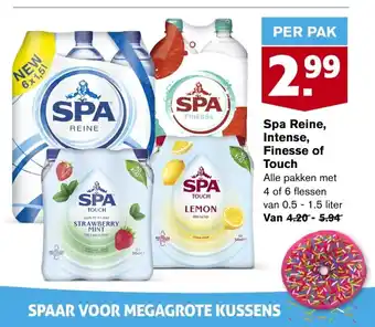 Hoogvliet Spa Reine, Intense, Finesse of Touch 4 of 6 flessen van 0.5 - 1.5 liter per pak aanbieding