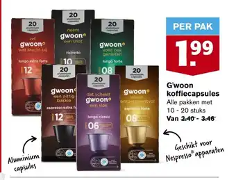 Hoogvliet G'woon koffiecapsules 10 - 20 stuks aanbieding