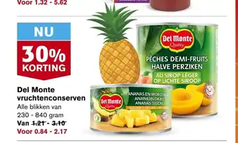 Hoogvliet Del Monte vruchtenconserven 230 - 840 gram aanbieding