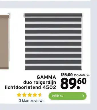 GAMMA Duo rolgordijn lichtdoorlatend 4502 150 x 160 cm aanbieding