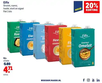 Makro Eifix Omelet, Roerei, Heelei, Eiwit En Eigeel 20% Korting aanbieding