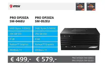 ITPRODEALS MSI Pro DP20ZA 5M-046EU Of Pro DP20ZA 5M-052EU aanbieding