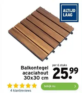 GAMMA Balkontegel acaciahout 30x30 cm 6 stuks aanbieding