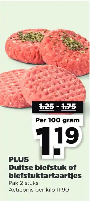 PLUS PLUS Duitse biefstuk of biefstuktartaartjes aanbieding