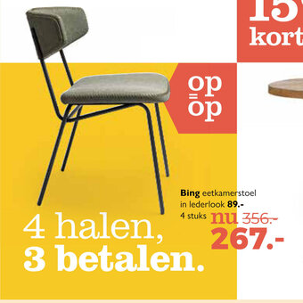 Woonboulevard Poortvliet Bing eetkamerstoel in lederlook 4 stuks aanbieding