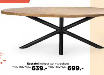 Woonboulevard Poortvliet Eettafel Jodhpur van mangohout 200x110x77(h) aanbieding