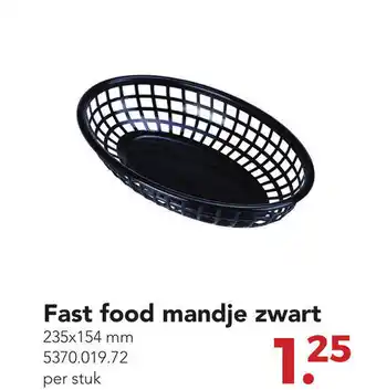 Zegro Fast food mandje zwart 235x154 mm aanbieding