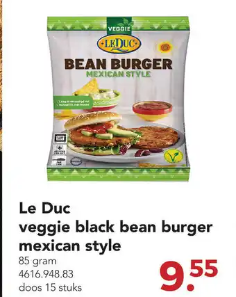 Zegro Le Duc veggie black bean burger mexican style 85 gram aanbieding