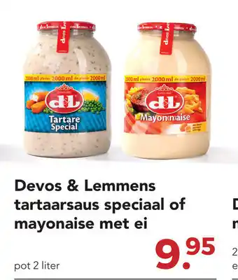 Zegro Devos & Lemmens tartaarsaus speciaal of mayonaise met ei 2 liter aanbieding