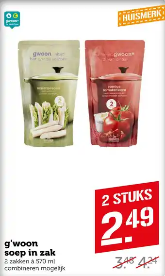 Coop g'woon soep in zak 570 ml aanbieding