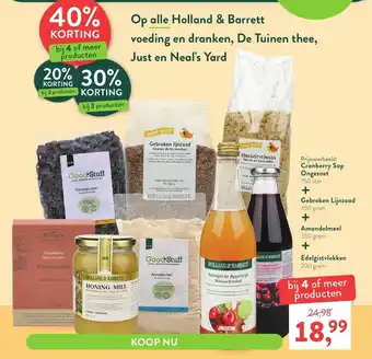 Holland & Barrett Op alle Holland & Barrett voeding en dranken, De Tuinen thee, Just en Neal's Yard aanbieding