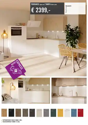 Keukendepot TORRANCE Alpin wit/TAMPA Eiken zand aanbieding