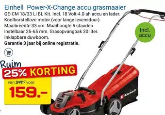 Kluswijs Einhell Power-X-Change accu grasmaaier aanbieding