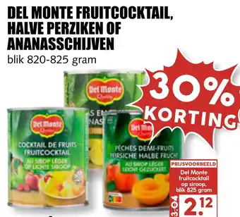 MCD Supermarkt DEL MONTE FRUITCOCKTAIL, HALVE PERZIKEN OF ANANASSCHIJVEN aanbieding