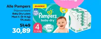 Plein.nl Pampers Baby Dry Luiers Maat 4 (9-14 kg) 174 stuks aanbieding