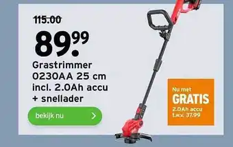 GAMMA Skil Grastrimmer 0230AA 25 Cm Incl. 2.0Ah Accu + Snellader aanbieding