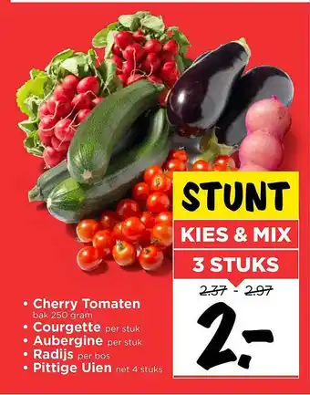 Vomar Voordeelmarkt Cherry Tomaten, Courgette, Aubergine, Radijs Of Pittige Uien aanbieding