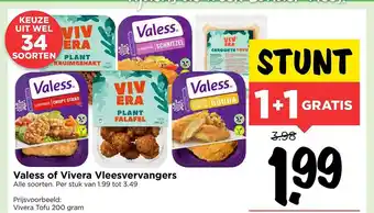 Vomar Voordeelmarkt Valess Of Vivera Vleesvervangers 1+1 Gratis aanbieding