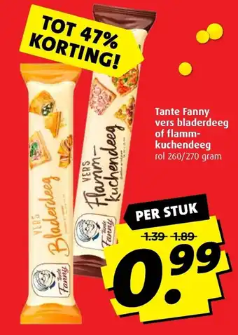 Boni Tante Fanny vers bladerdeeg of flamm-kuchendeeg rol 260/270 gram per stuk aanbieding