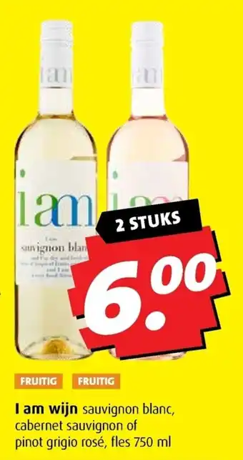 Boni I am wijn sauvignon blanc, cabernet sauvignon of pinot grigio rose 750 ml 2 stuks aanbieding