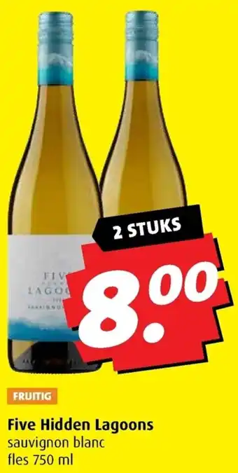 Boni Five Hidden Lagoons sauvignon blanc 750 ml 2 stuks aanbieding