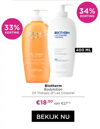 ICI Paris XL Biotherm Bodylotion Oil Therapy of Lait Corporel aanbieding