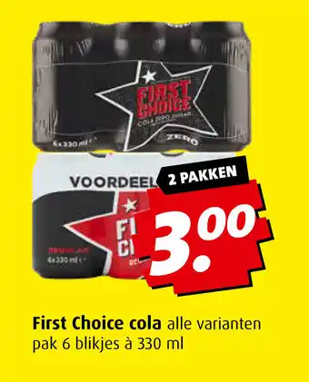 Boni First Choice cola 330 ml aanbieding