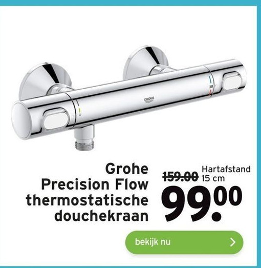Grohe Precision Flow thermostatische douchekraan aanbieding bij GAMMA