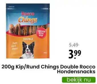 Zooplus 200g Kip/Rund Chings Double Rocco Hondensnacks aanbieding