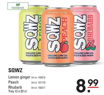 Sligro SQWZ Lemon Ginger, Peach Of Rhubarb aanbieding