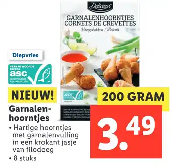 Lidl Garnalenhoorntjes 200 gram aanbieding