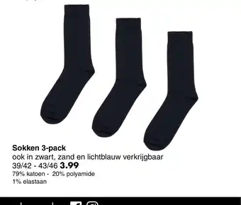 Wibra Sokken 3-pack 39/42 - 43/46 aanbieding