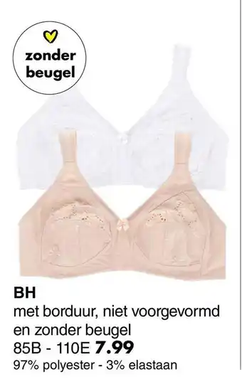 Wibra BH met borduur, niet voorgevormd en zonder beugel 85B-110E 7.99 aanbieding