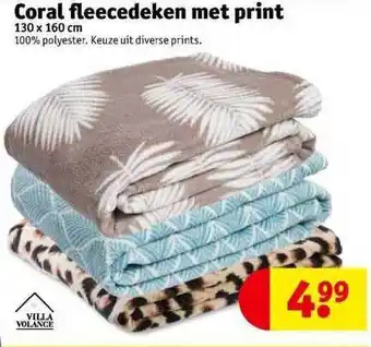 Kruidvat Coral Fleecedeken Met Print 130x160cm aanbieding