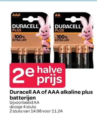 Spar Duracell AA of AAA alkaline plus batterijen aanbieding